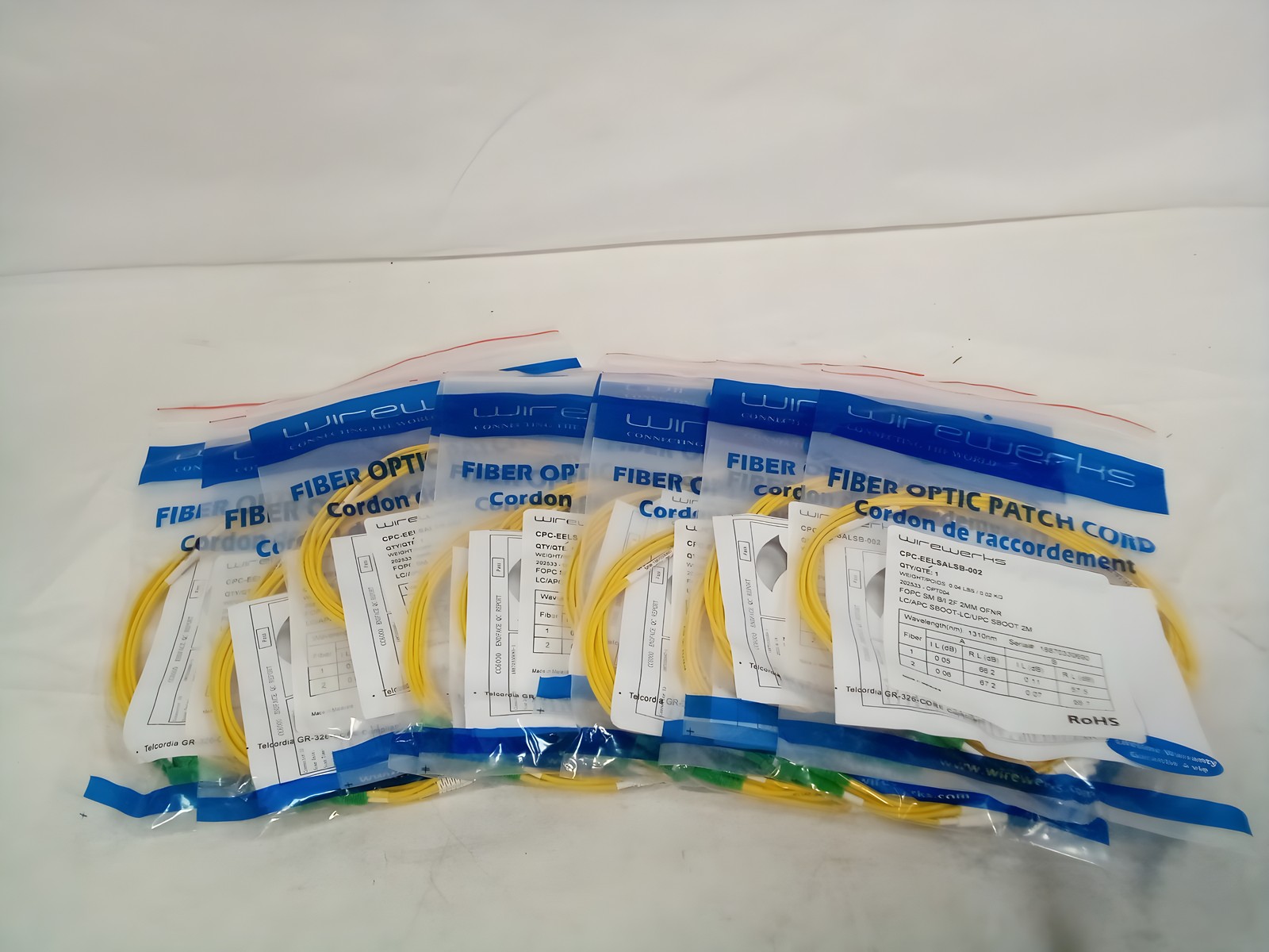 Wirewerks 2 m Single-Mode Duplex LC Fiber Optic Patch Cords, Lot of 10