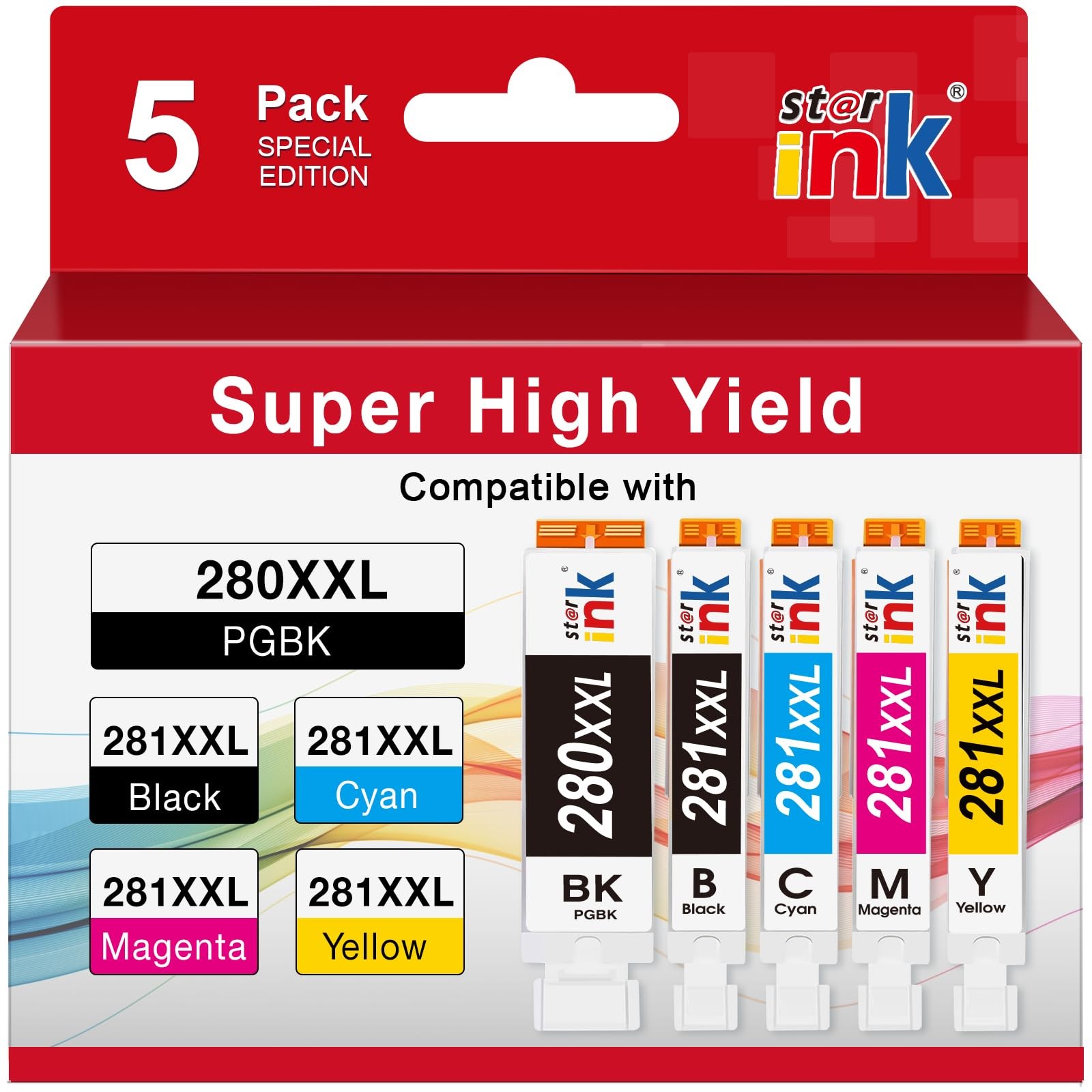 Starink 280XXL 281XXL Ink Replacement for Canon 280 281 Ink Cartridges 5P