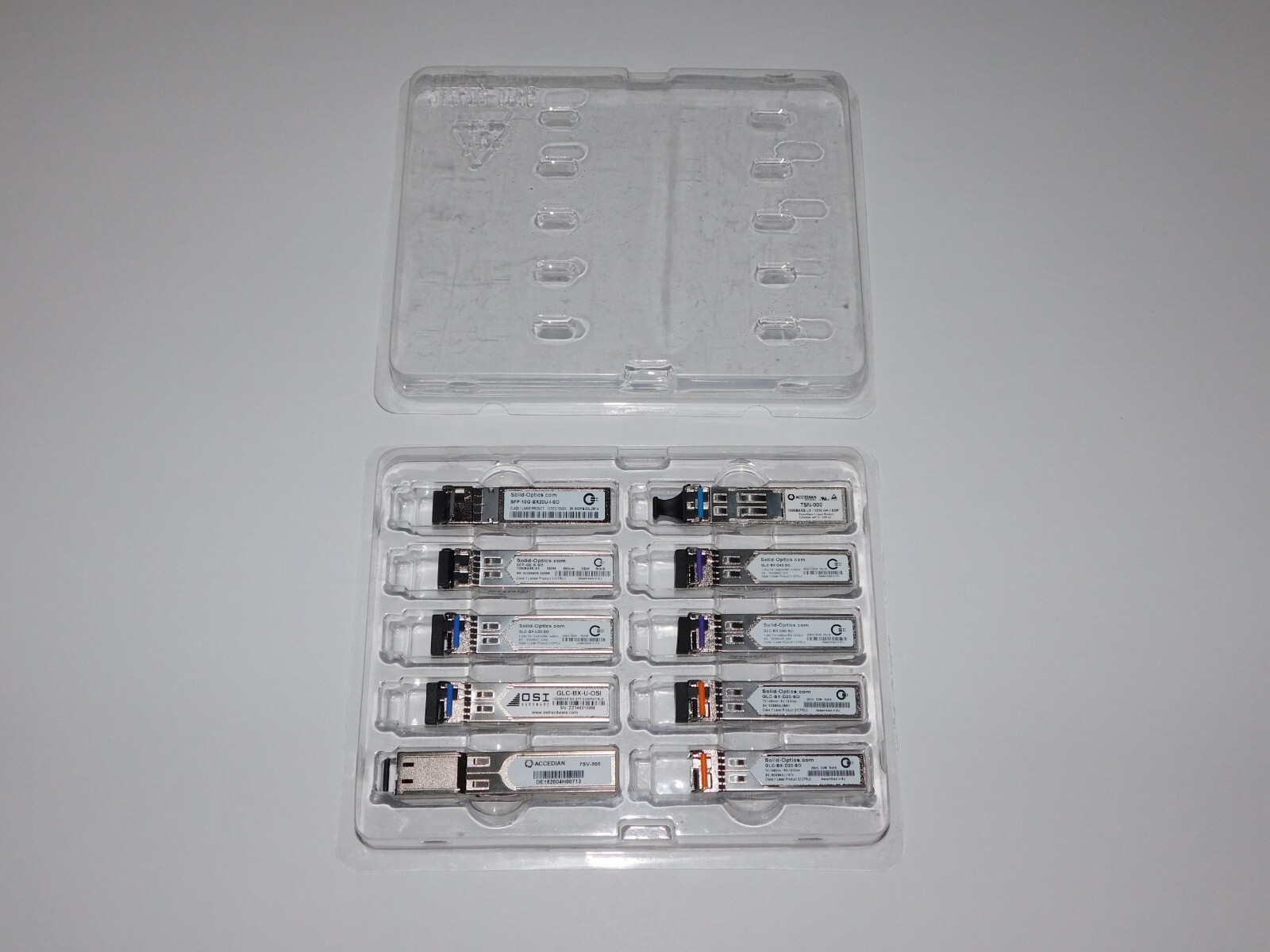 SFP LOT x`10 - ACCEDIAN 7SN 7SV SOLID OPTICS GLC GE  10G OSI BX - SEE DETAILS