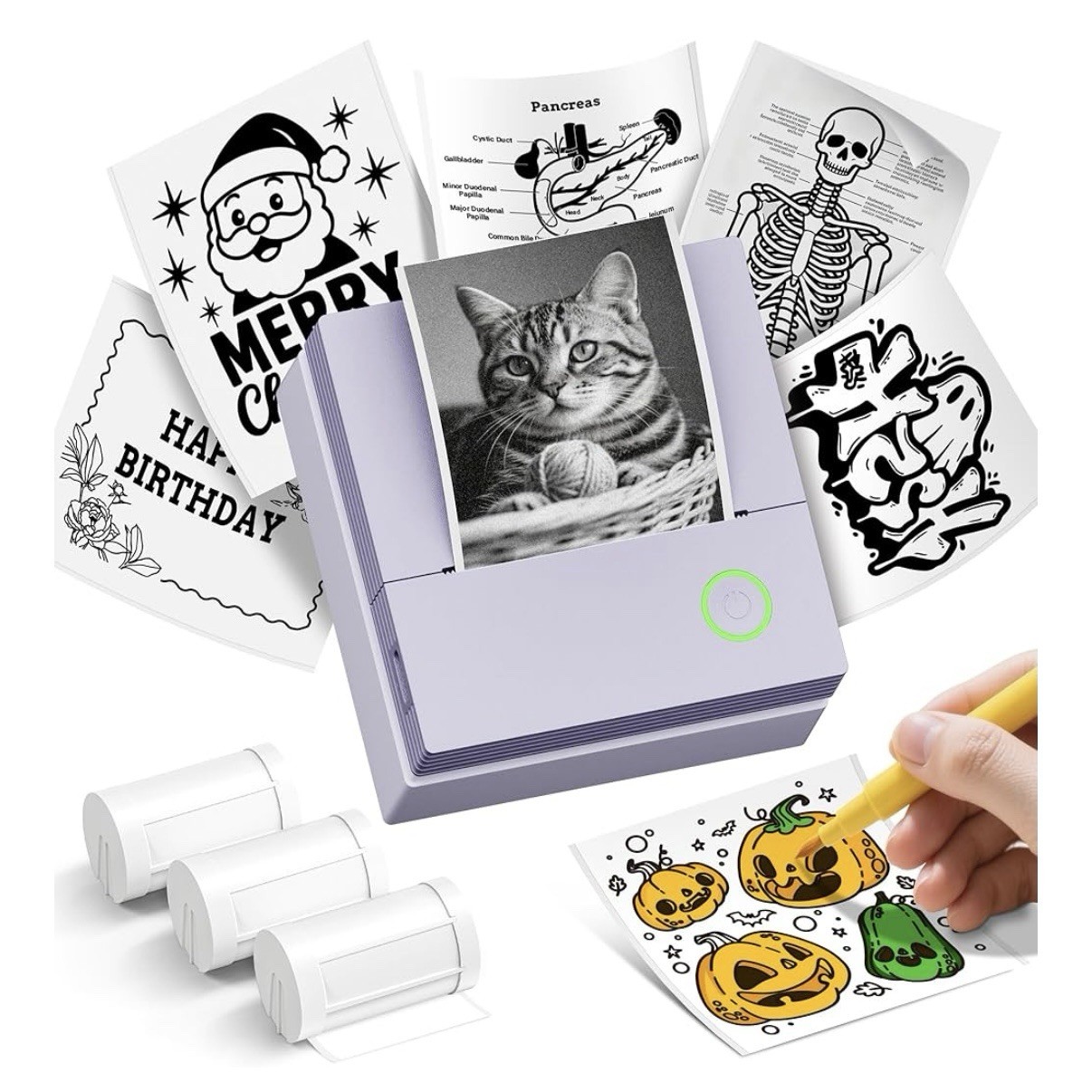 Sticker Printer PM290 Mini Printer Bluetooth Sticker Maker Machine 3 Paper Rolls