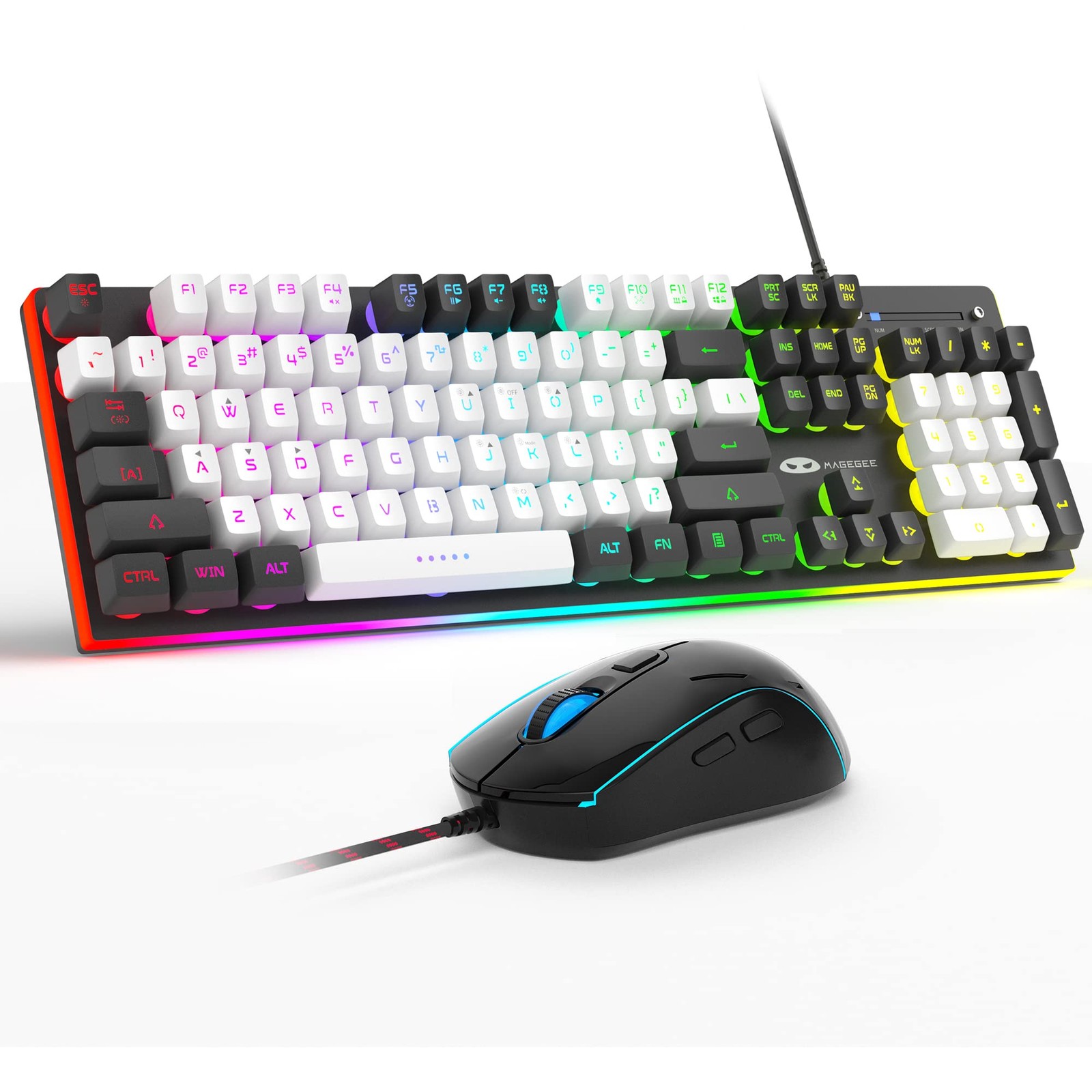 GT838 Gaming Keyboard and Mouse Combo, 104 Keys Backlit Quiet Wired Keyboards