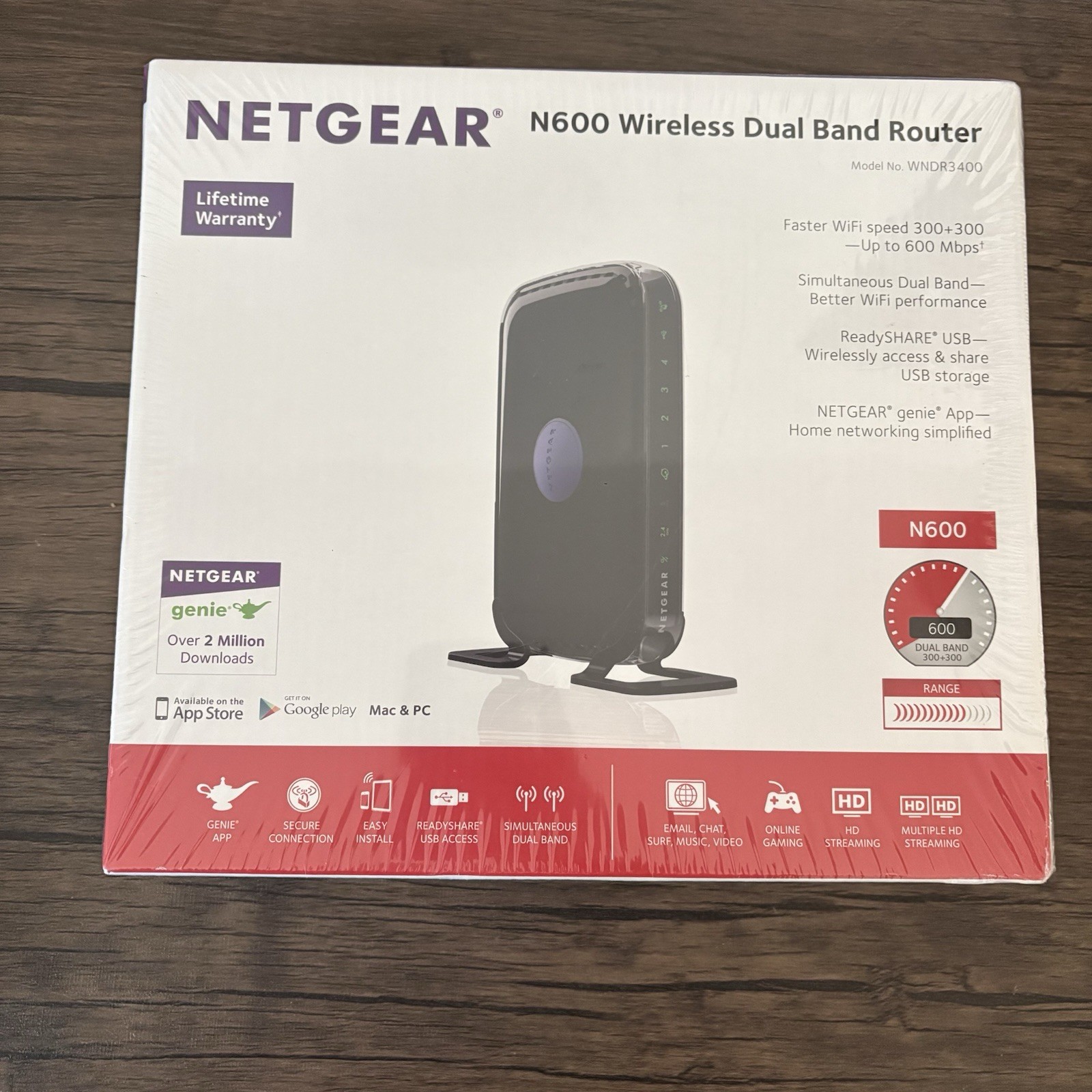 Netgear N600 Wireless Dual Band Router WNDR3400 Sealed New
