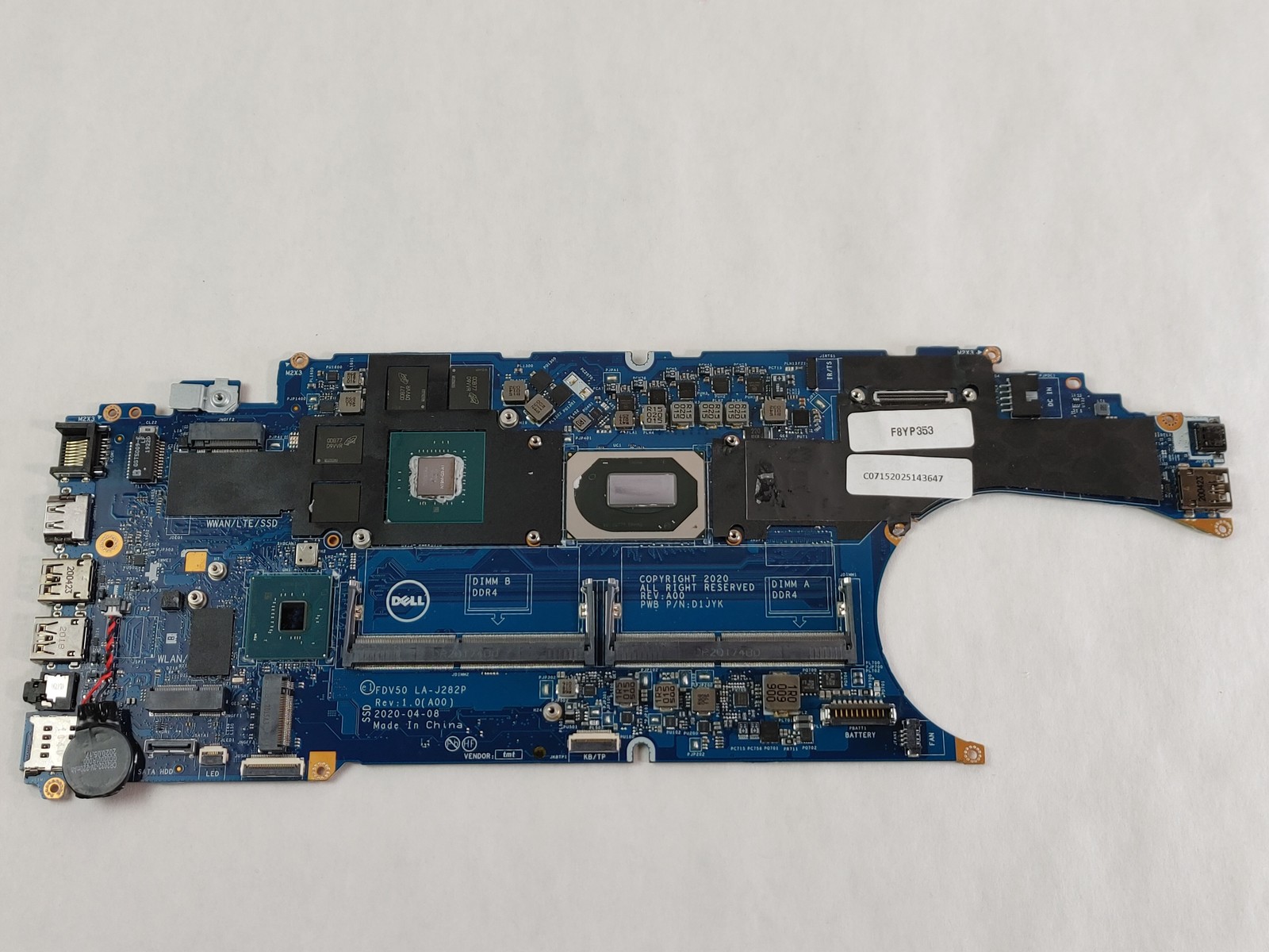Dell Precision 3551 Core i7-10750H 2.60 GHz DDR4 Motherboard 33T3Y