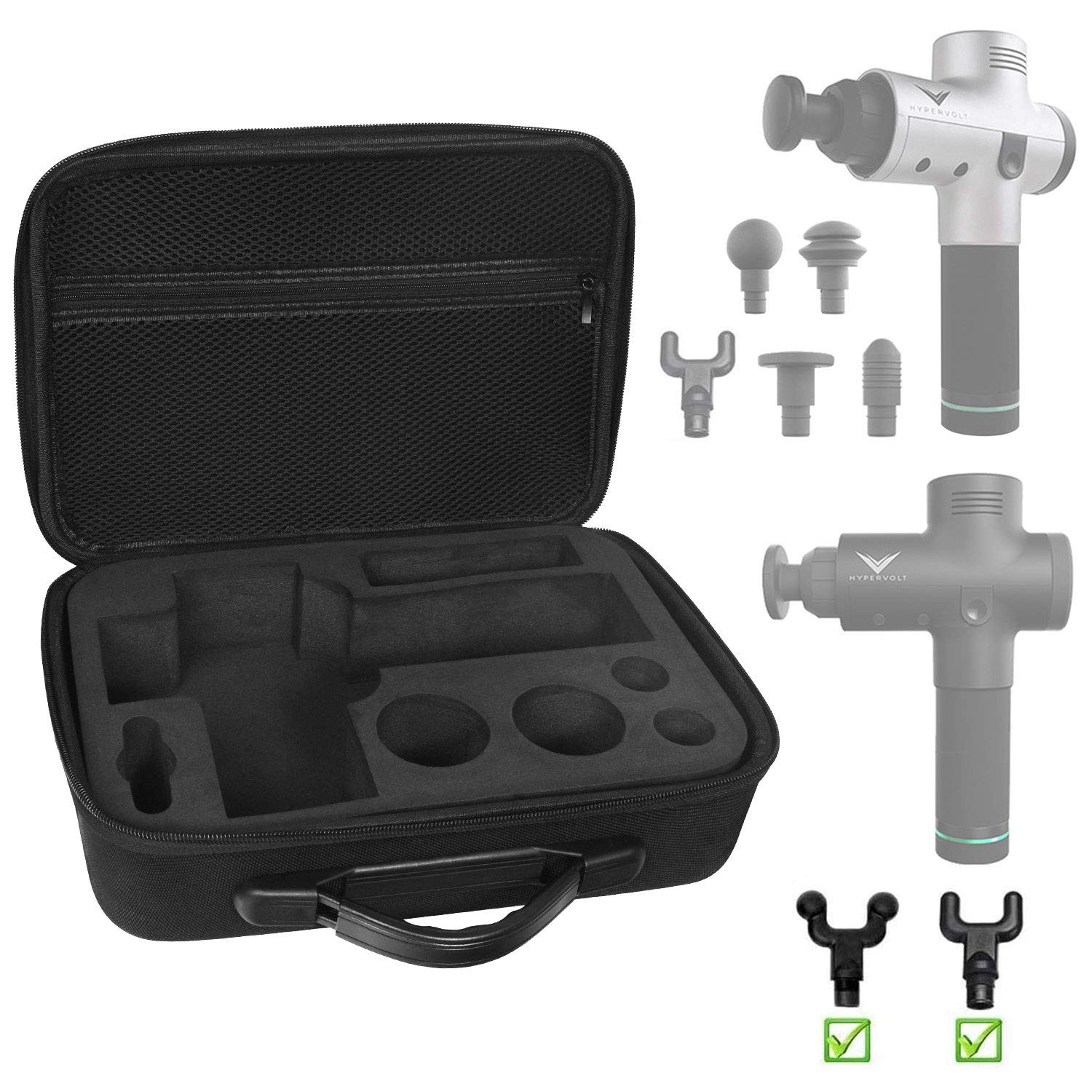Carrying Case for Hyperice Hypervolt/Hypervolt Plus 5 Attachment Slots Portab...
