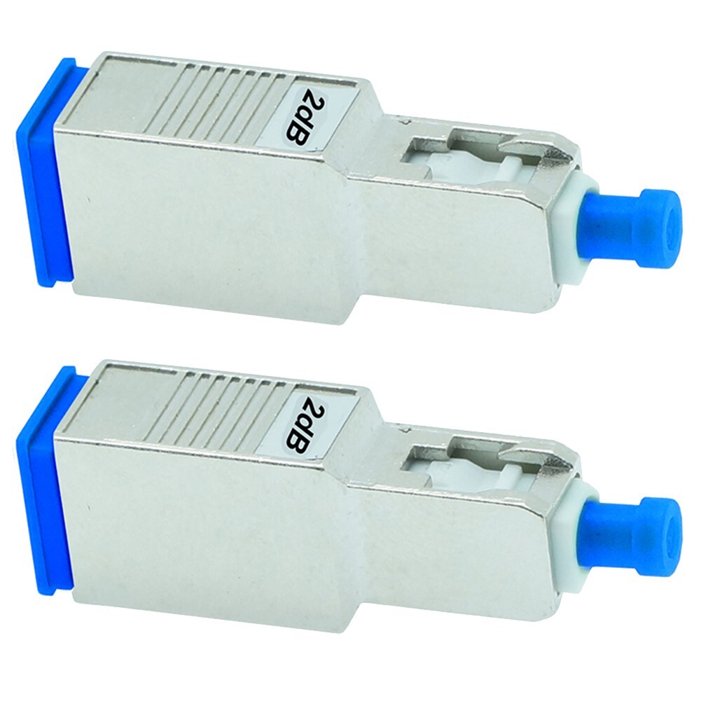 2 Pcs 2dB SC UPC Connector Fiber Optic Optical Single Mode Attenuator Metal Blue