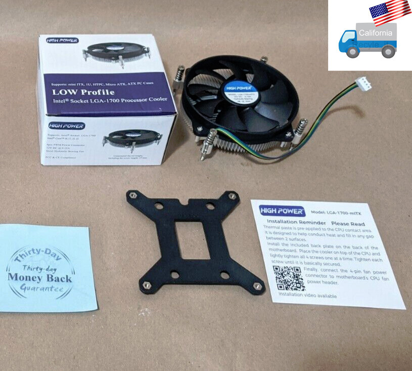 HIGH POWER® Low Profile 1U/2U 4pin PWM Fan Intel Socket LGA1700 HTPC CPU cooler