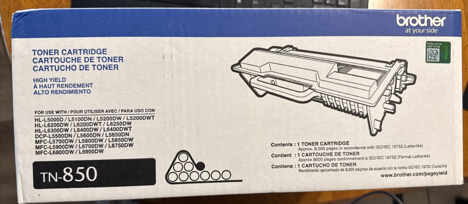 Genuine Brother High Yield Black Toner Cartridge TN-850 NIB