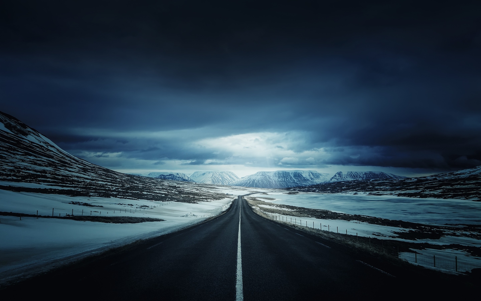 Landscape road sky nordic s asphalt iceland outdoors Custom Gaming Mat Desk