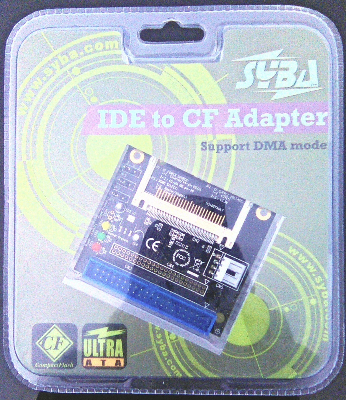 NEW SEALED SYBA IDE TO CF ADAPTER BOARD DMA MODE HOLDS 2 FLASH MEMORY CARD DESKT