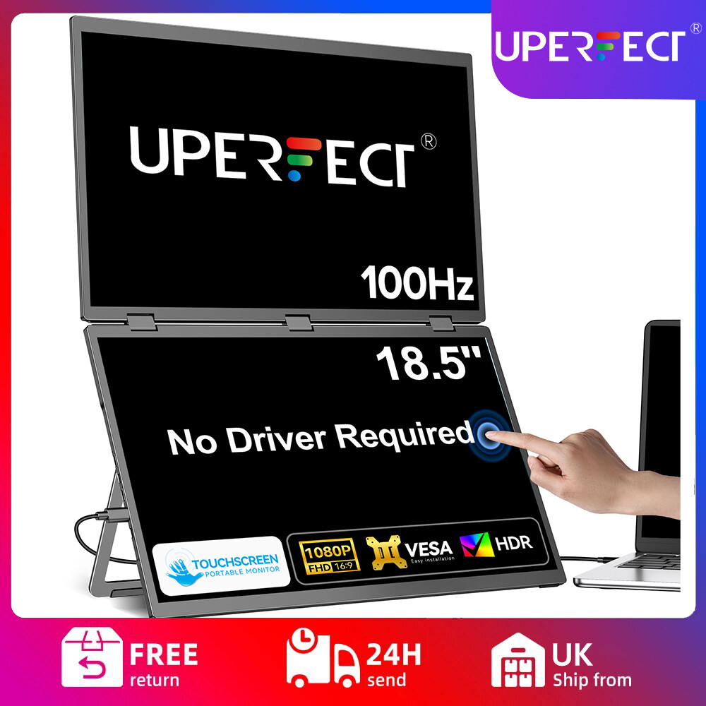 UPERFECT Touch Dual UStation 18.5" Folding Monitor 100Hz Portable Display &Stand
