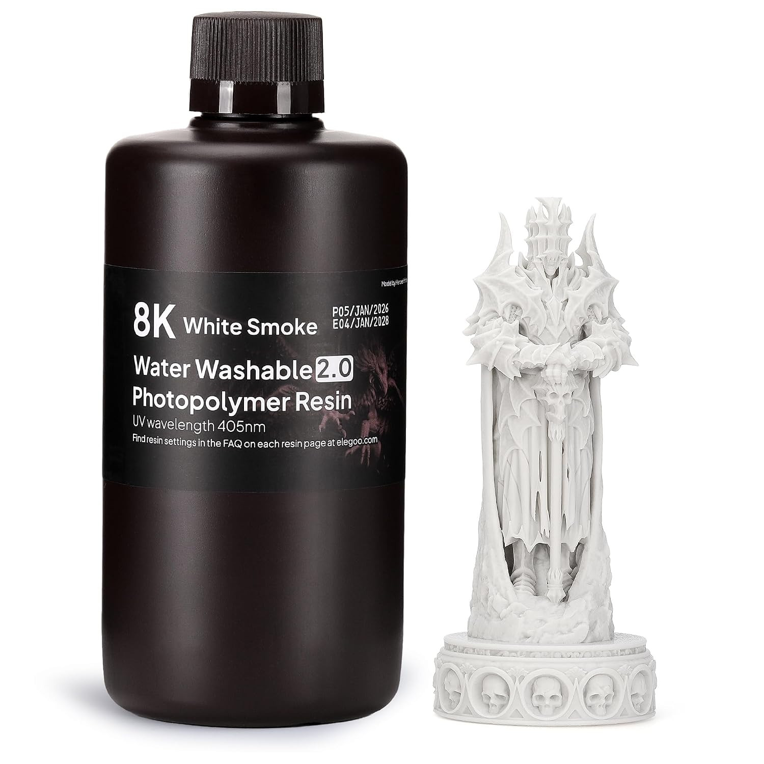 8K Water-Washable 2.0 3D Printer Resin White Smoke 1000G