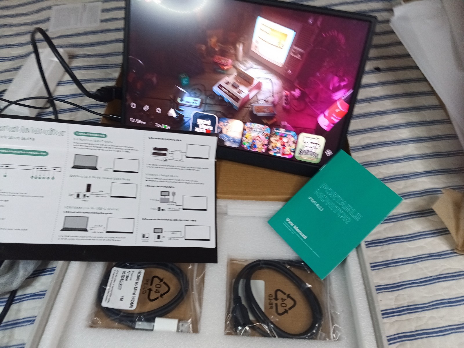 Forhelp 14 Inch Portable Monitor FHD 1200p Ultra Slim Built In Stand