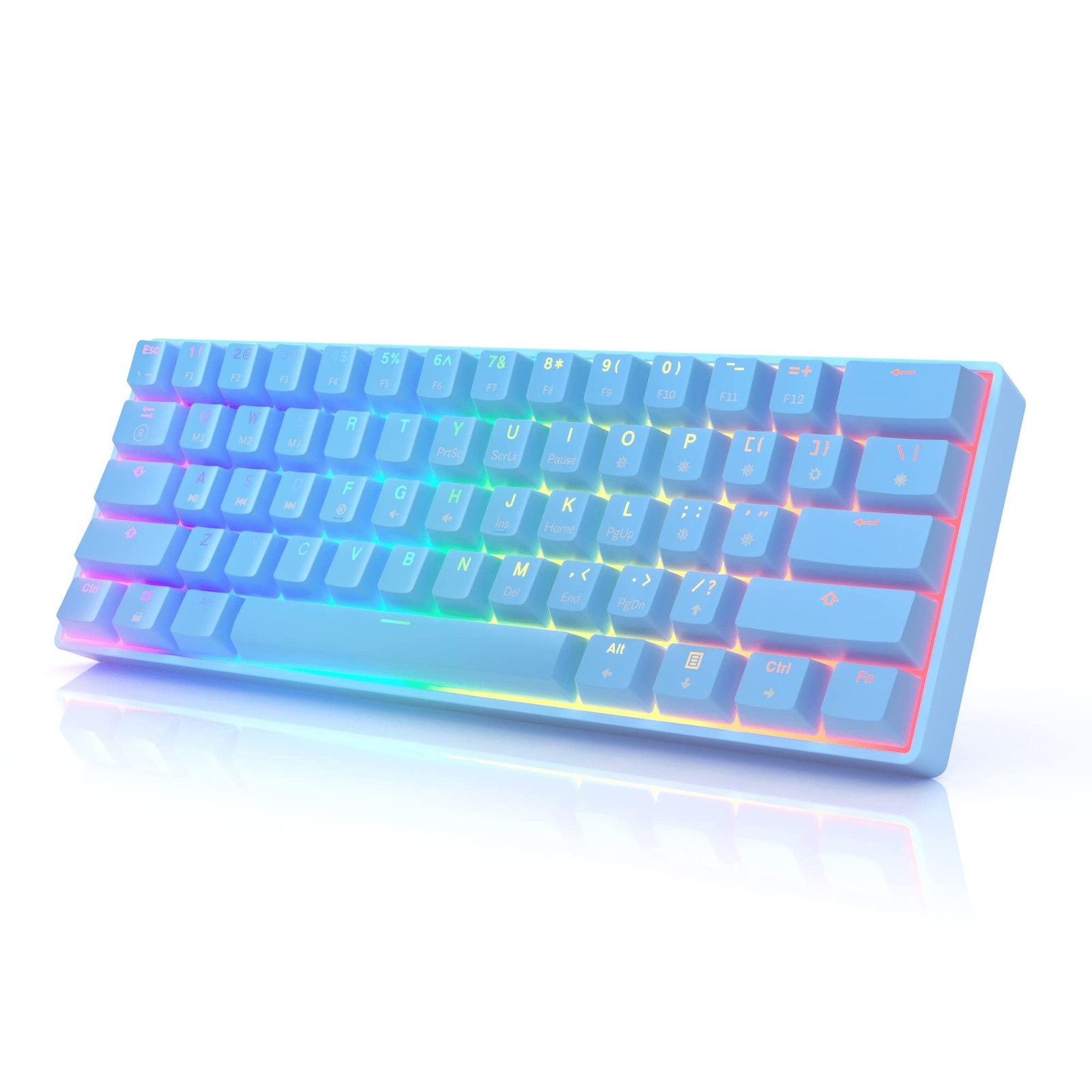 GK61 Mechanical Gaming Keyboard 60 Percent | 61 RGB Rainbow LED Backlit Progr...