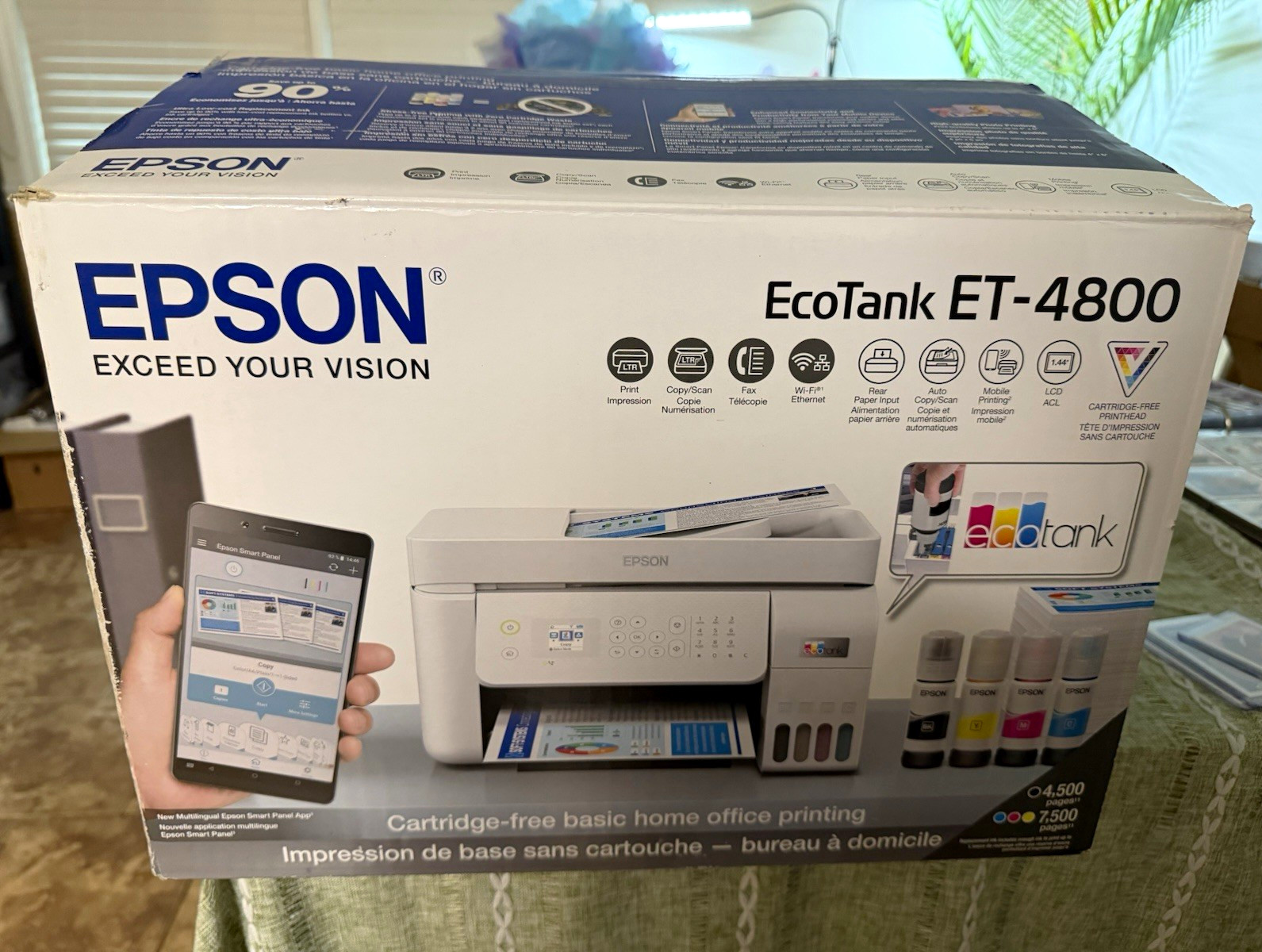 Epson EcoTank ET-4800 All-in-One Color Inkjet Wi-Fi/Ethernet Fax/Scan