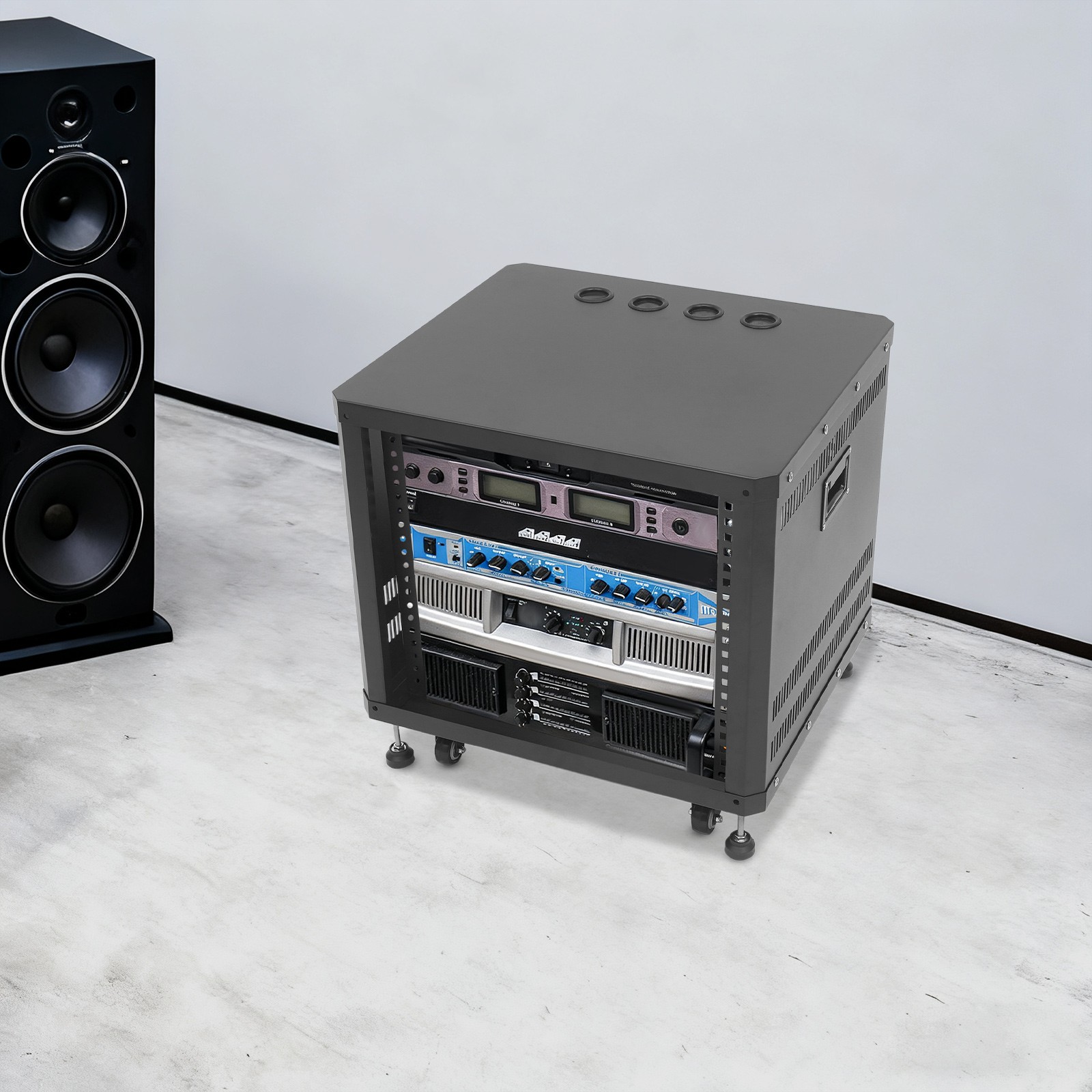 9U Rolling Server Rack - Locking Network Cabinet with Cable Management