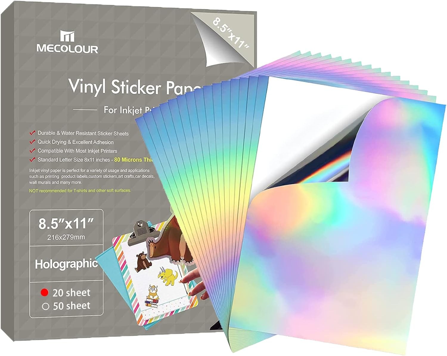 Holds Ink Well- Tear Resistant -for Inkjet Printer 20 SHEETS, Dries Quickly