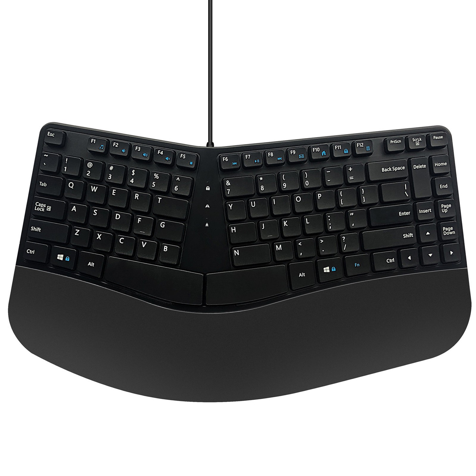 87 Keys Wired USB Compact Ergonomic Split Keyboard with Integrated Palm Rest