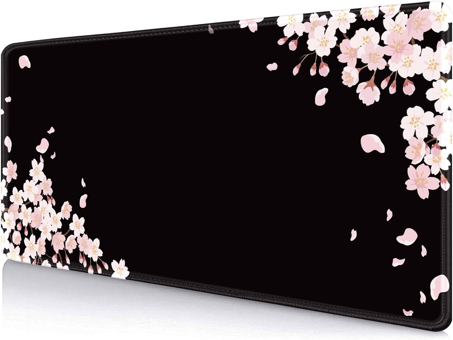 Ethereal Sakura Nightfall Desk Pad (35.4X15.7 In), Cherry Blossom Large Gaming M