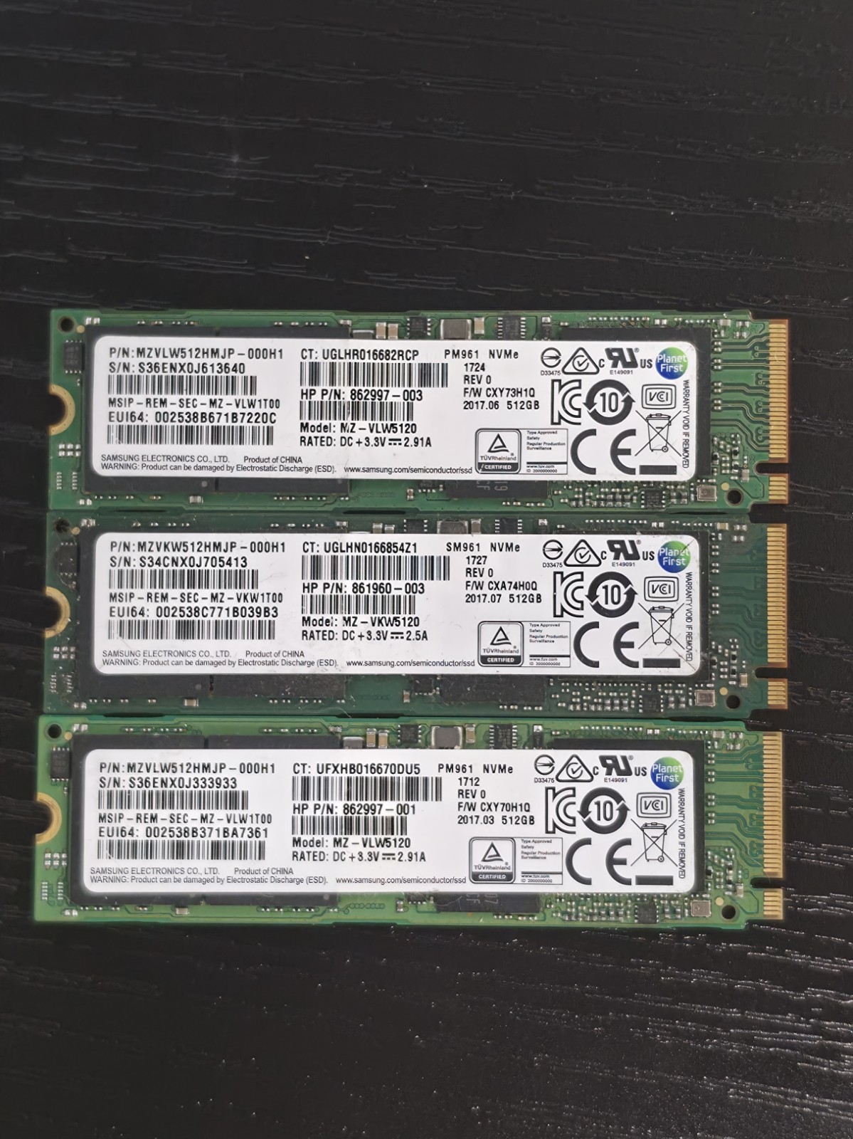 SAMSUNG 512Gb M.2 SSD Solid State Drive NVMe MZVLW512HMJP-000H1(Set of 3)