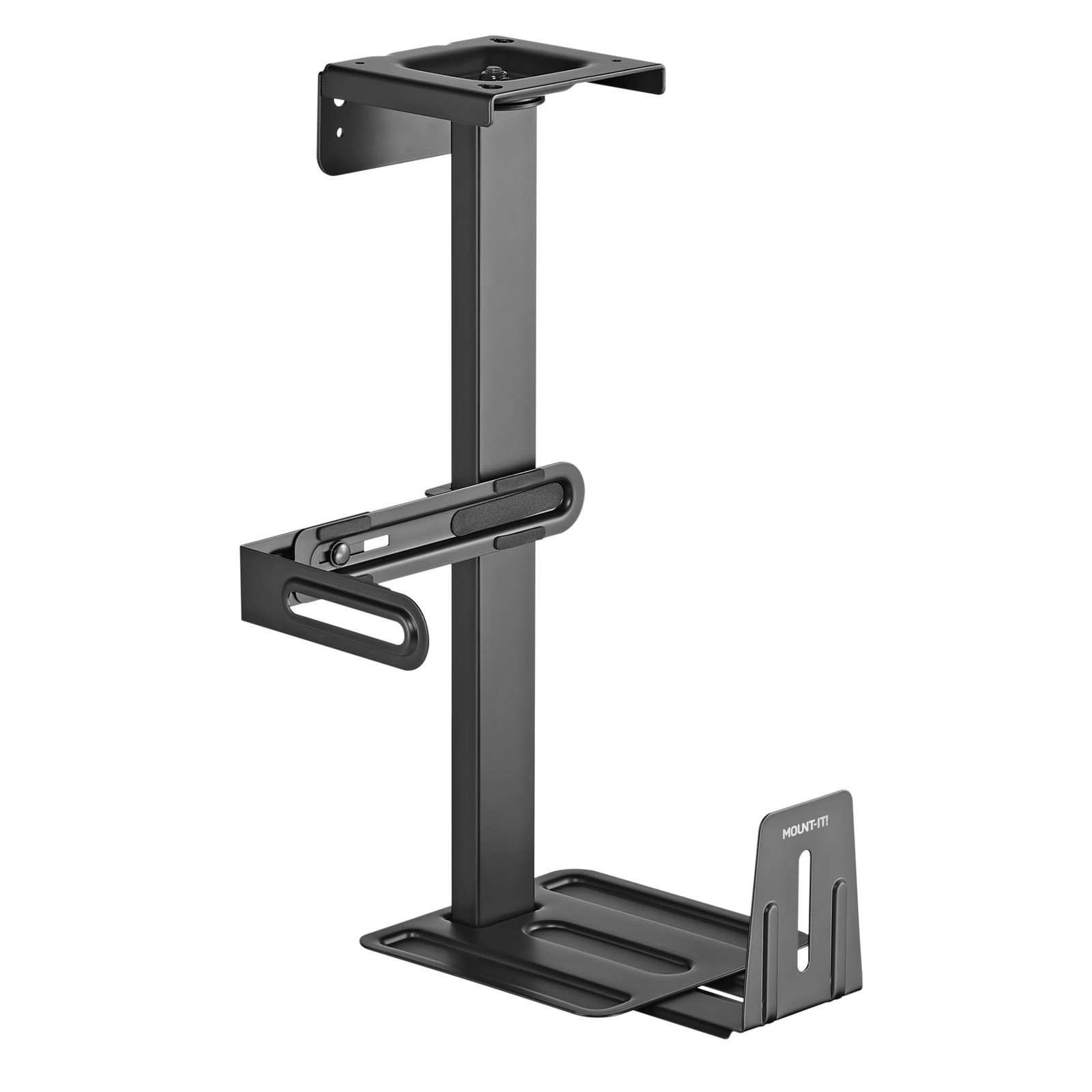 Mount-It Under Desk PC Mount and Wall Mount, Adjustable CPU Holder Black
