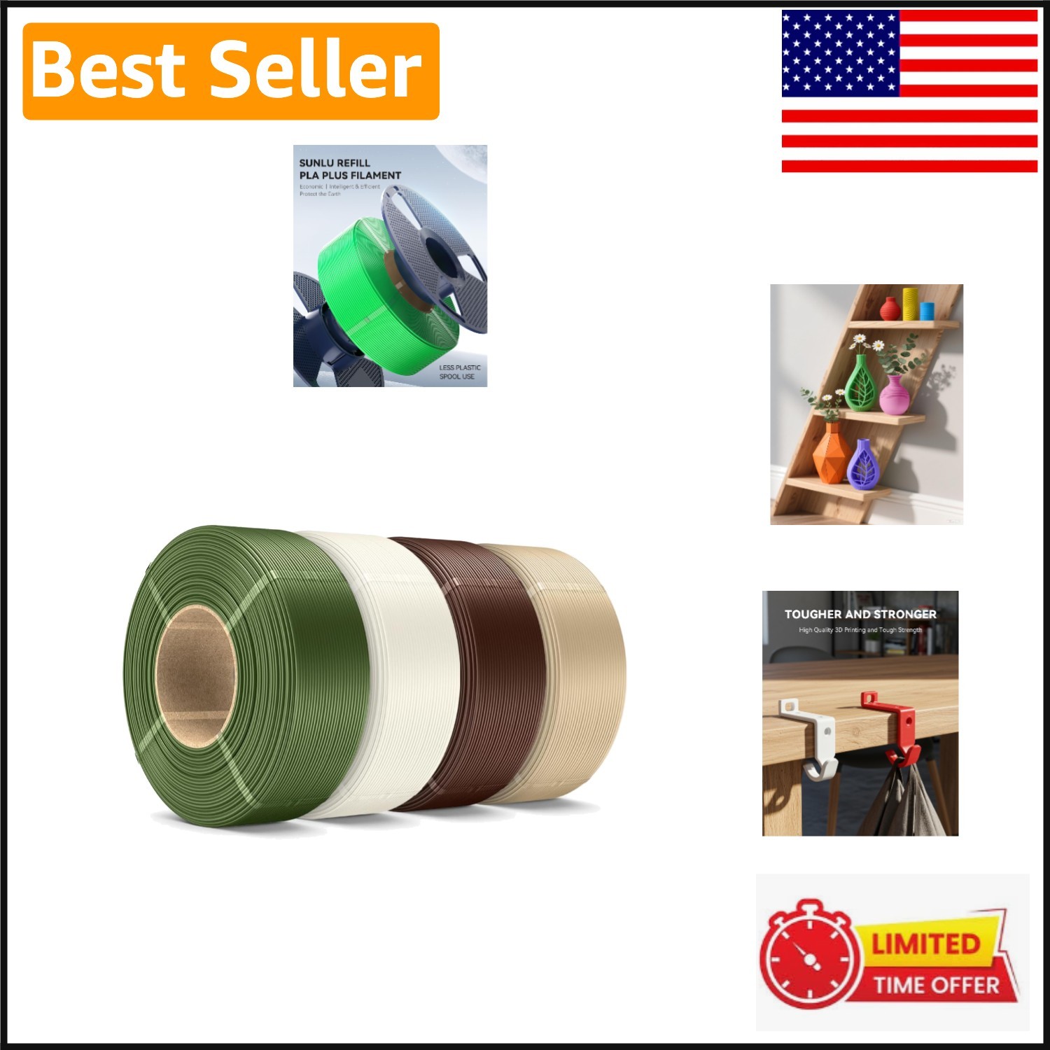 High-Quality 1.75mm PLA+ Filament Refill - Colorful Spool-Free Printing Solution
