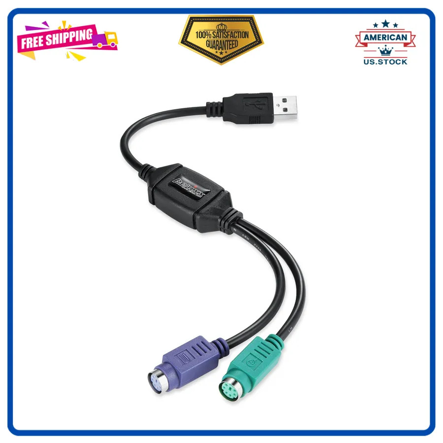 Perixx PERIPRO-401 PS2 to USB Adapter for Keyboard and Mouse Built-in Controller