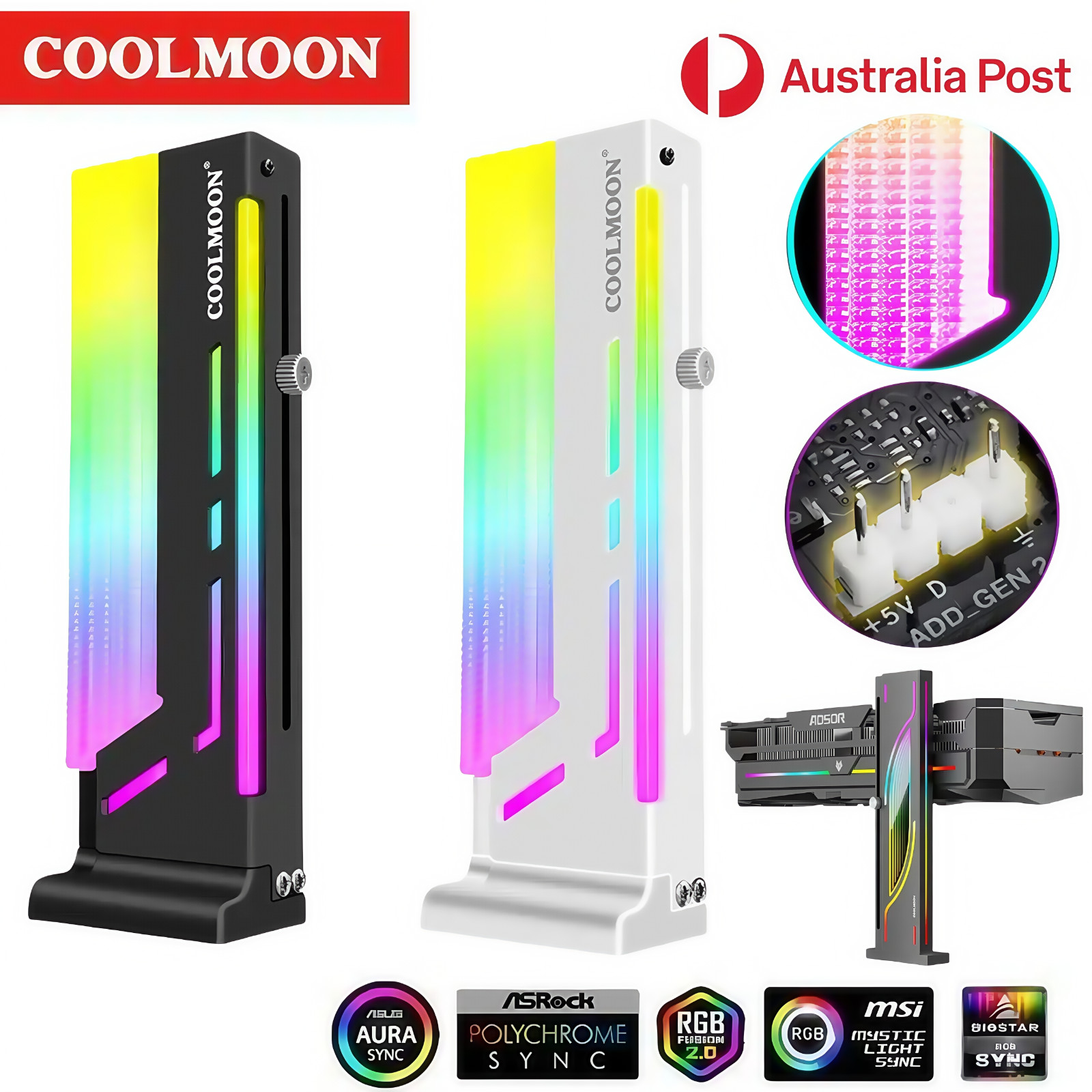 COOLMOON GH2 GPU Holder Stand ARGB Lighting Graphics Card Bracket Vertical DIY