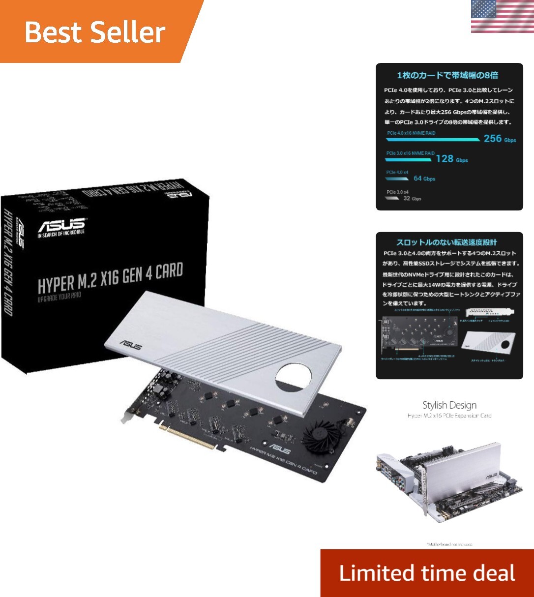 Ultra-Fast NVMe M.2 Expansion Card for High Power SSDs - Fits AMD & Intel Setups