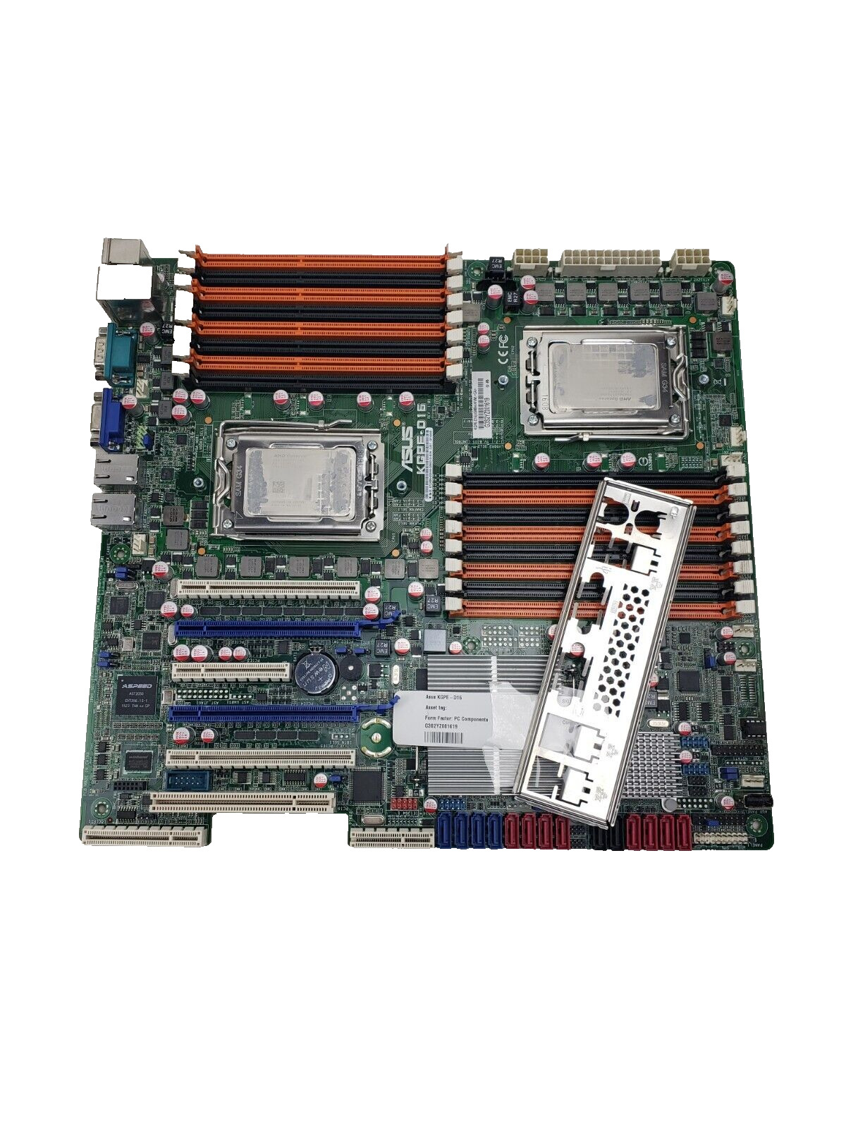 Asus KGPE-D16 Server Motherboard with 2x Opteron 6386 and IO Shield Tested Good
