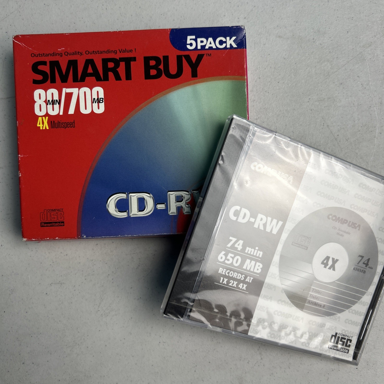 Smart Buy CD-RW (4-pack) 80 min 700 MB Per Disc & Sealed VTG Comp USA CD-RW