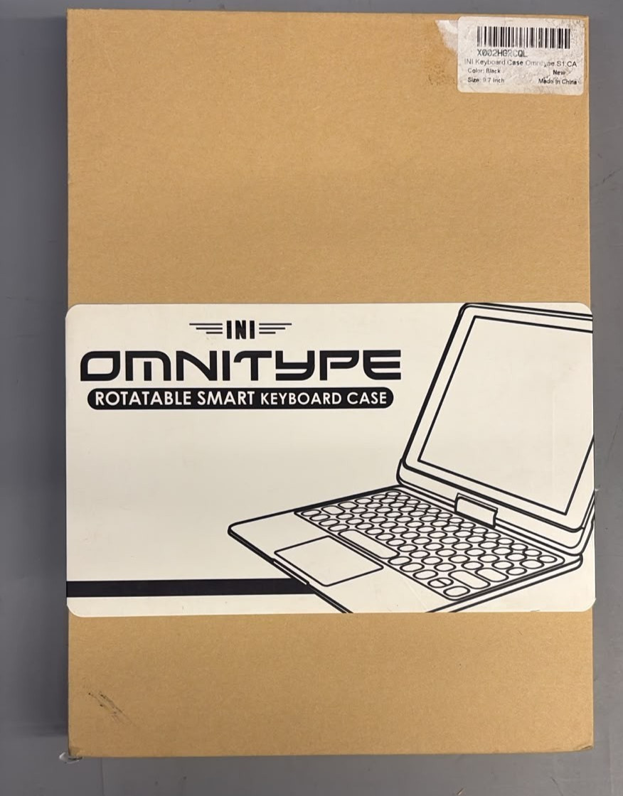 INI Omnitype S1 Rotatable Smart Keyboard Case for iPad 5/6/7/Air 2 (Black) - NEW