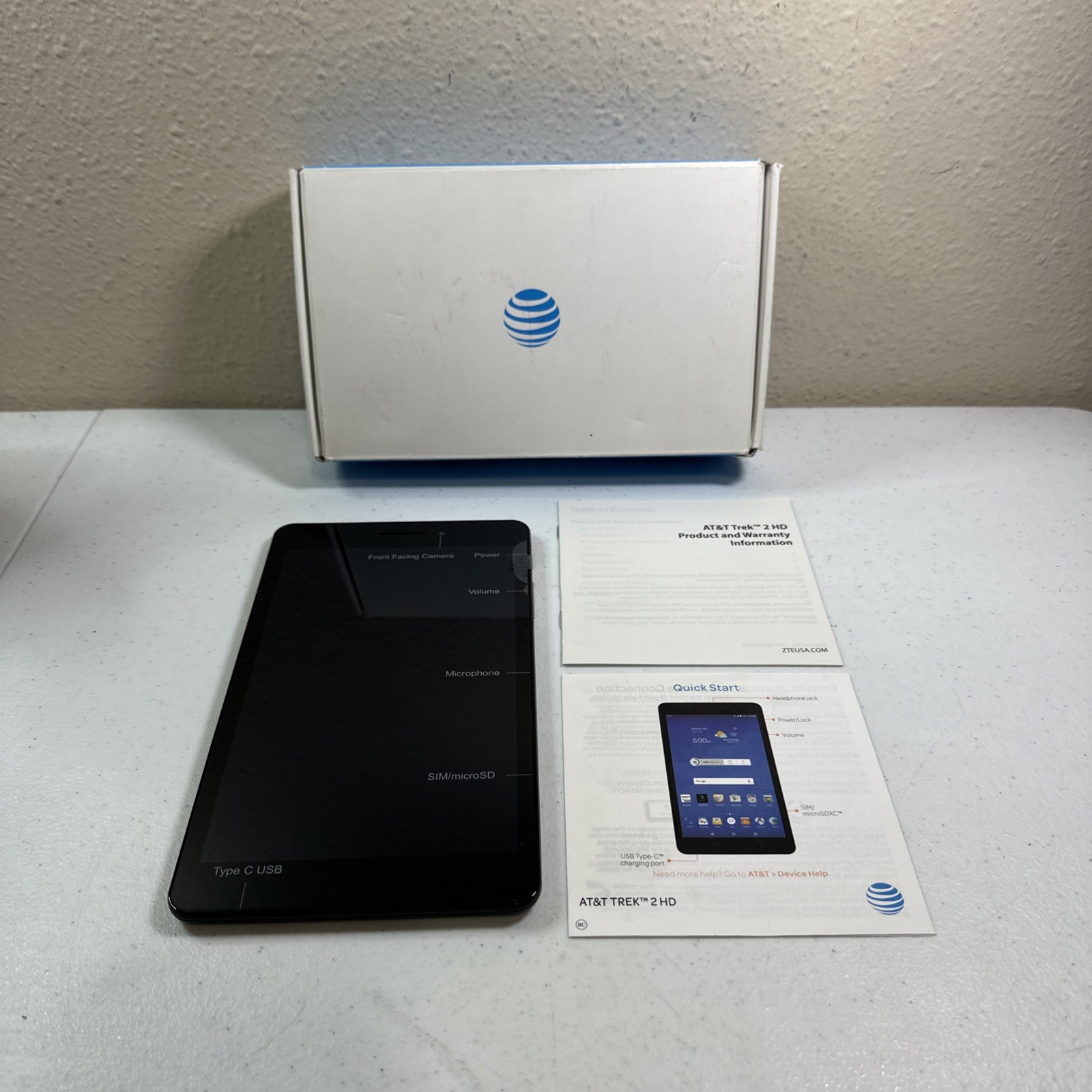 ATT Trek 2 K88 Android Tablet WiFi Bluetooth Black 16GB MINT CONDITION