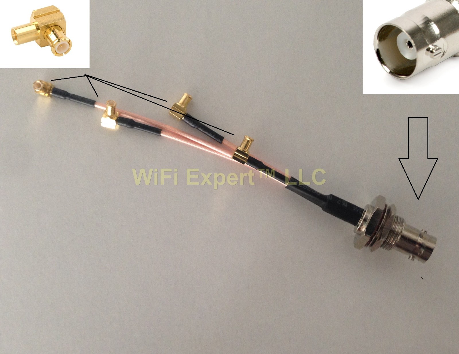 4-way BNC female to 4 MCX Male Right Angle Different Length Special Application