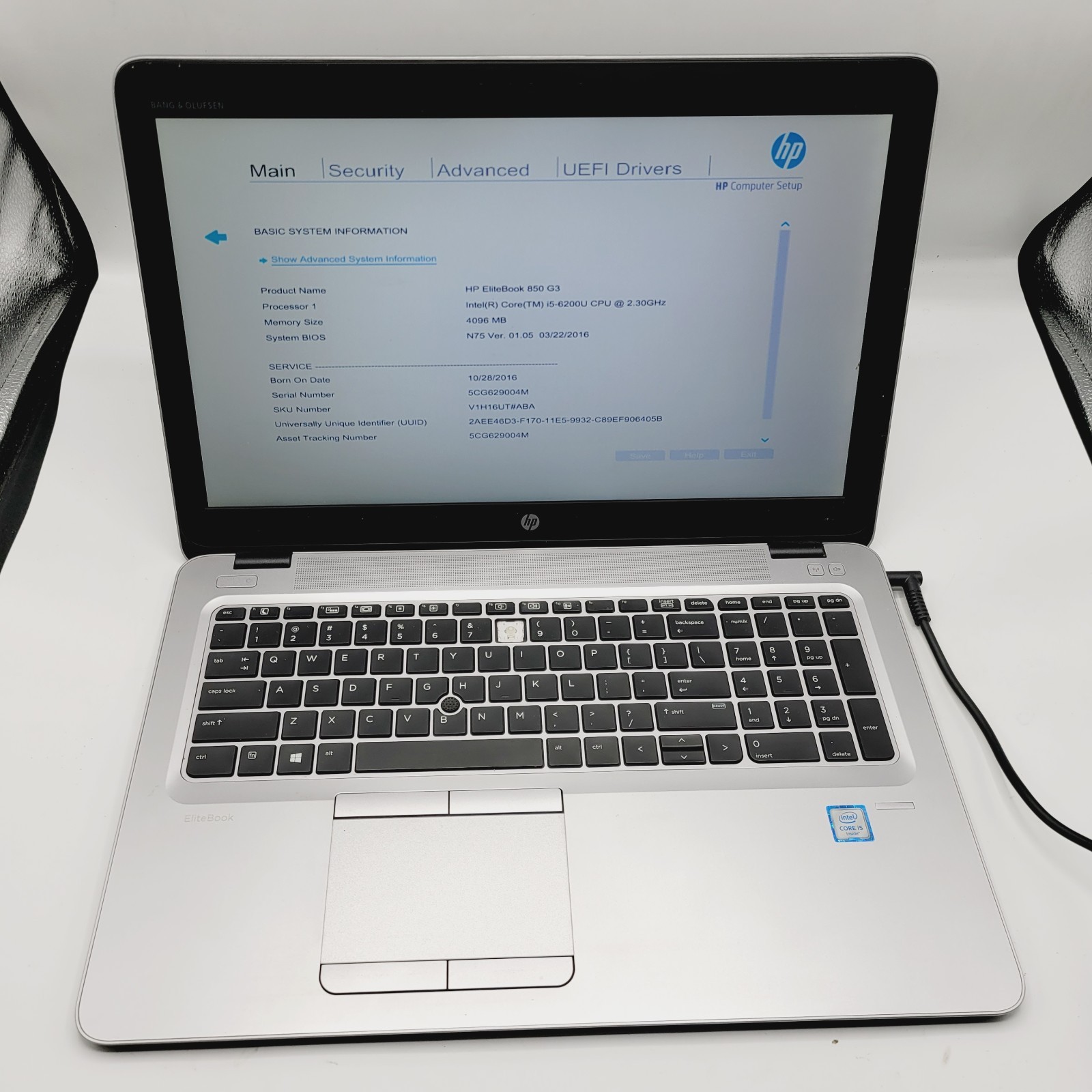 HP EliteBook 850 G3 Core i5-6200U 2.3GHz 4GB RAM No HDD 15.6"  ***Boot to Bios