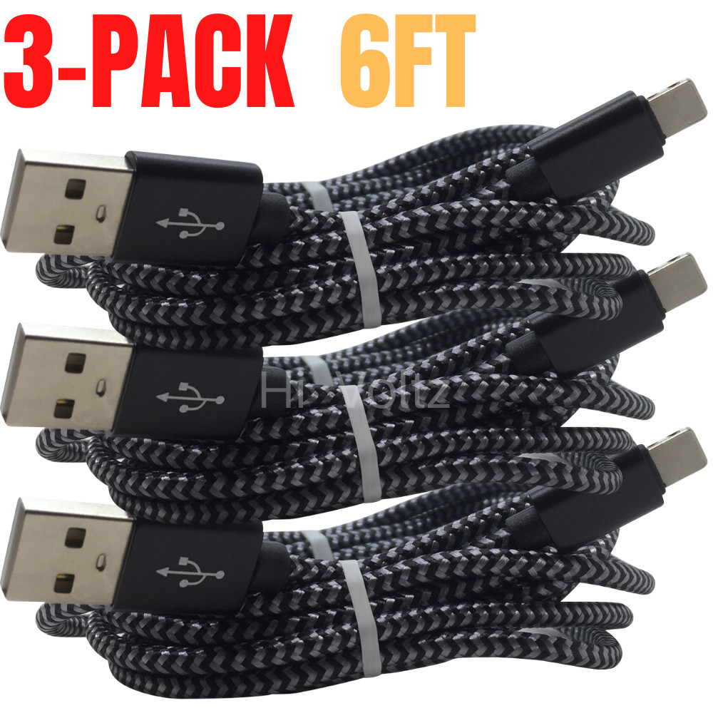 3Pack 6Ft USB Power Adapter Fast Charge Cable For iPhone 13 12 11 XS XR 8 7 6 SE