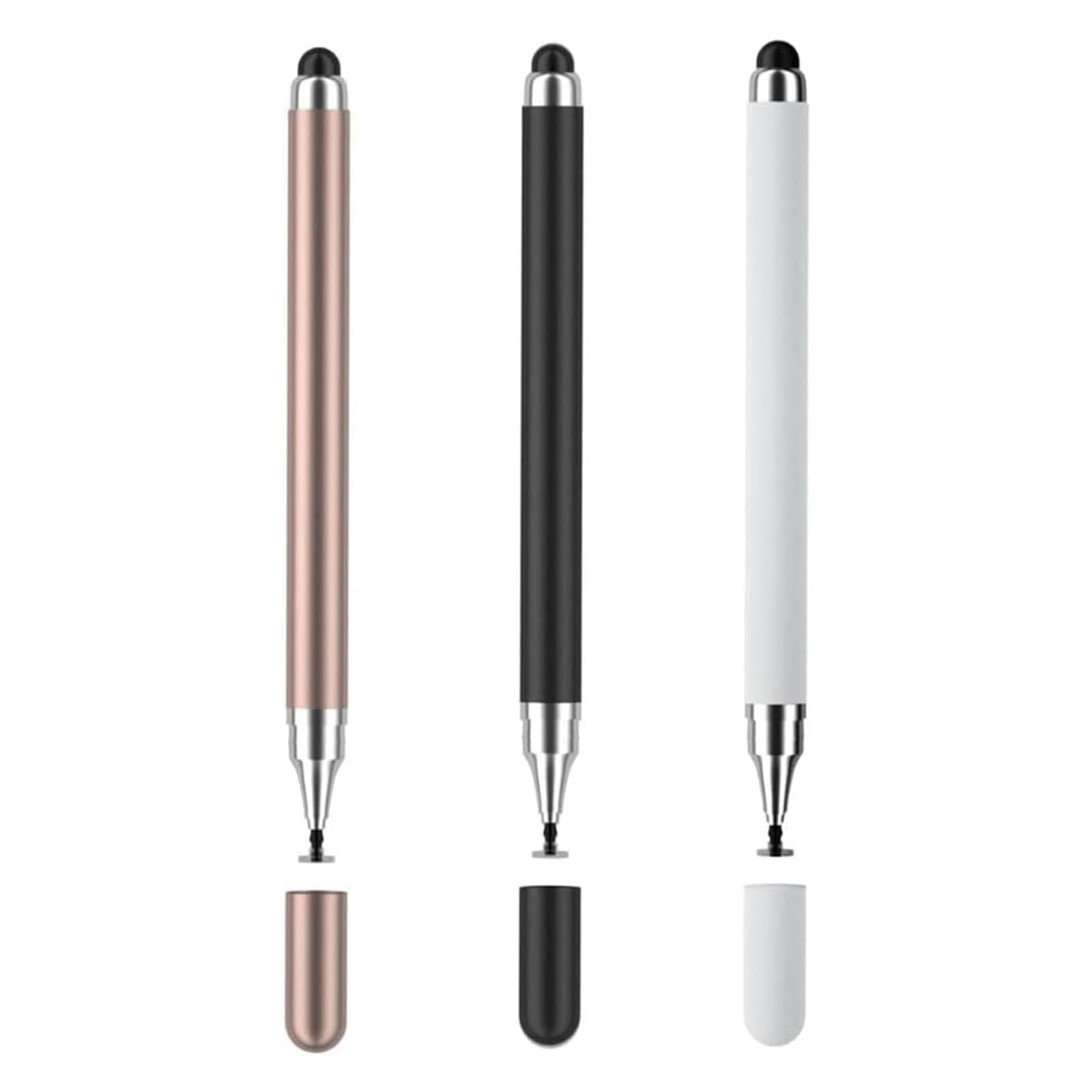 2-in-1 Stylus Pen for Touch Screen, 3pcs High Black, White, Rose Gold