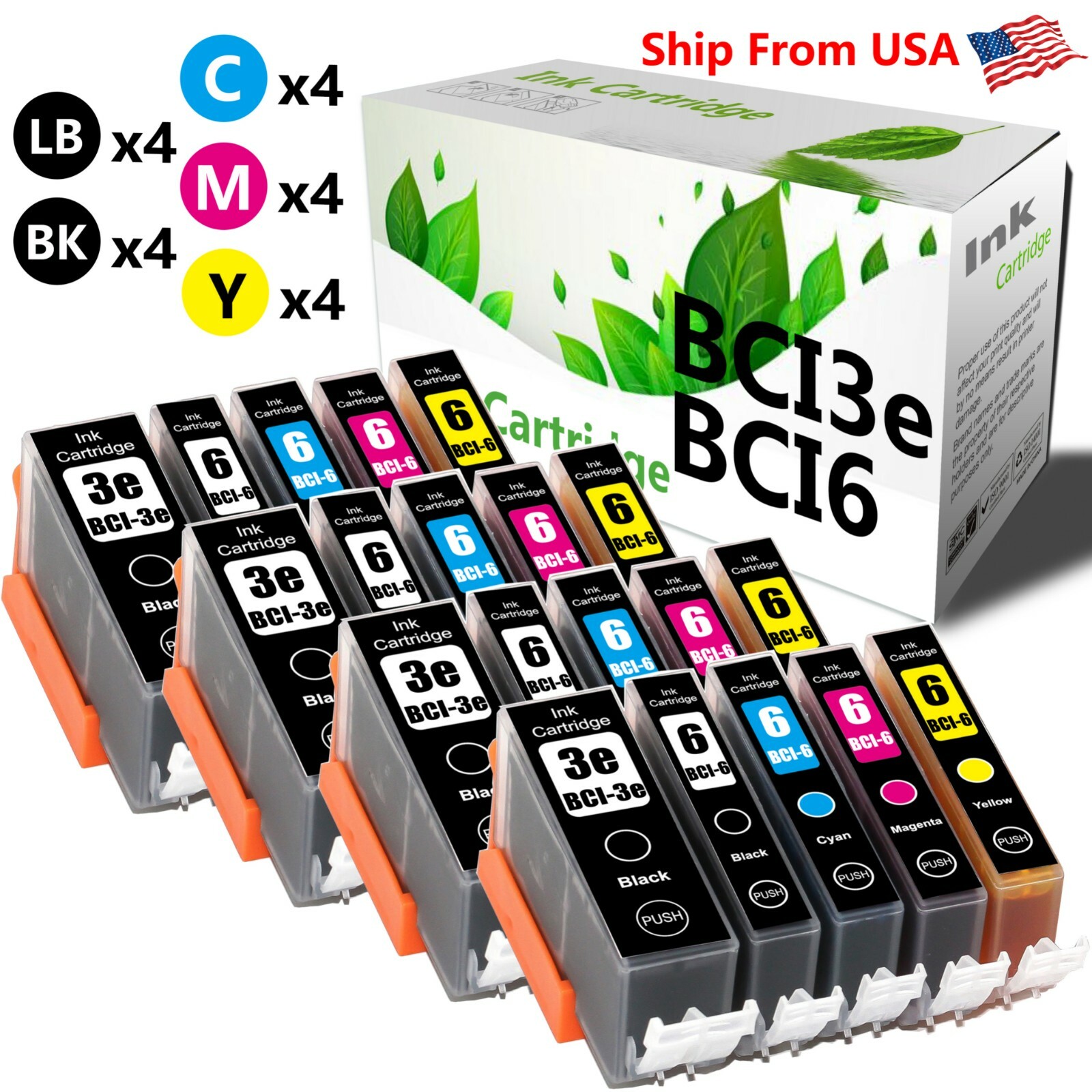 20PK BCI3e BCI6 Ink Cartridge for PIXUS iP4100 iP4100R MP770