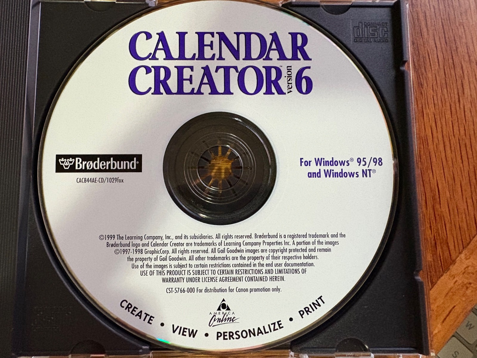 Broderbund Calendar Creator Version 6 Windows 95/98/NT CD Software