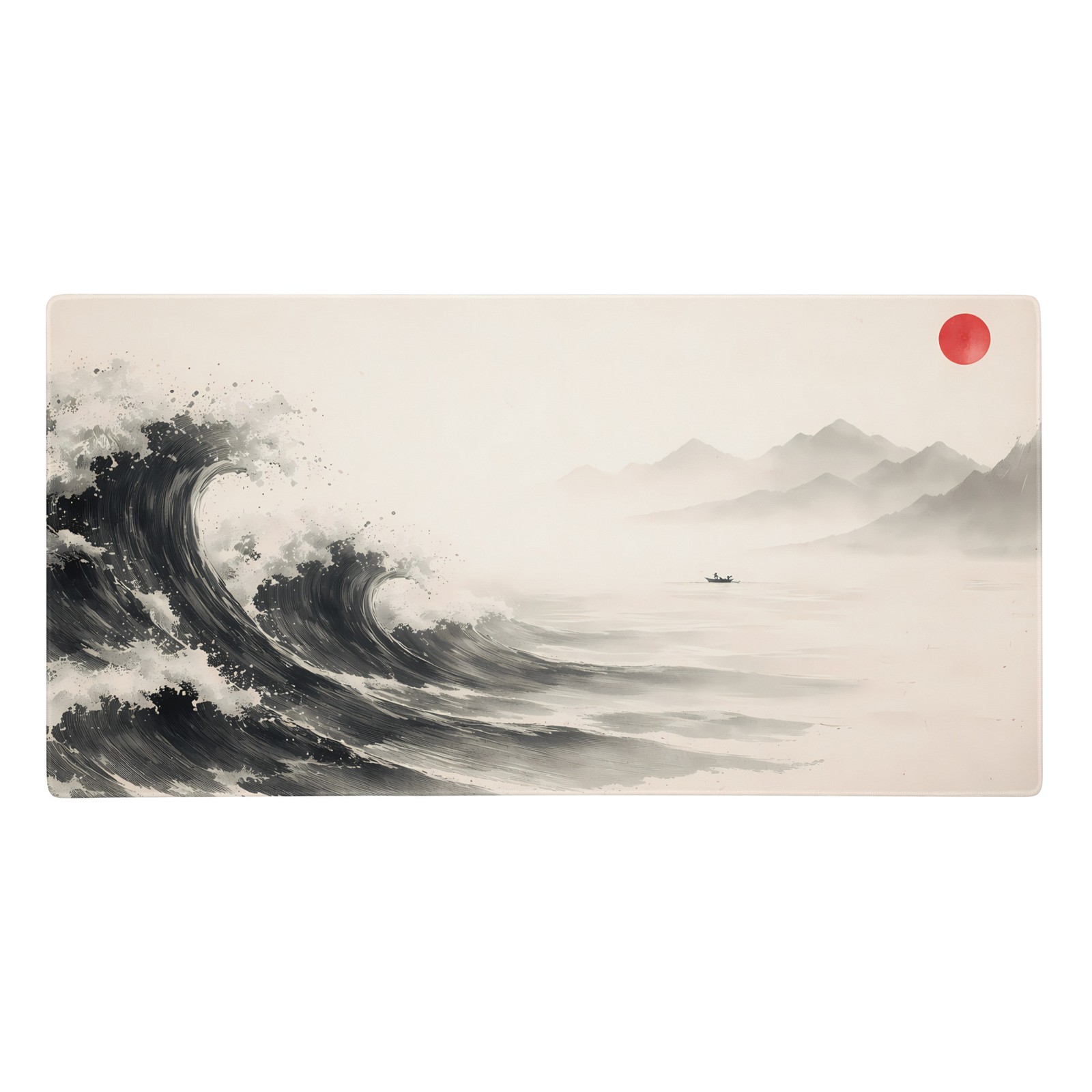 Japanese Great Wave Ink Mouse Pad XXL Extended Desk Mat 36x18 Zen Art Non-Slip