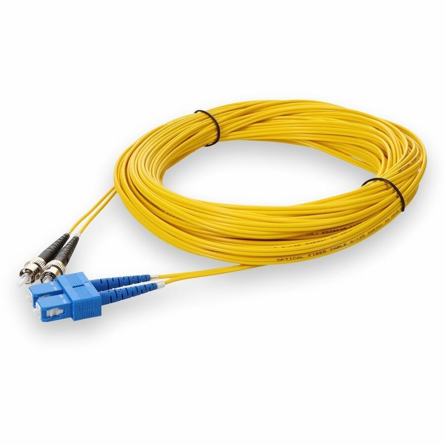 AddOn 20m ST to SC Yellow OS2 Duplex OFNR (Riser-Rated) SMF (Single Mode) Fiber