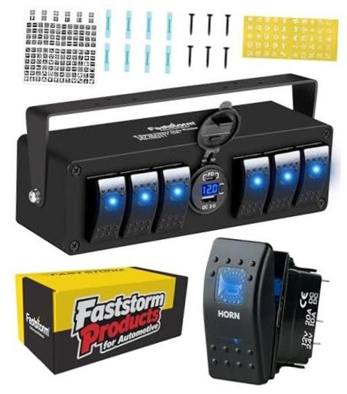 Rocker Switch Waterproof 12V 24V DC SPST ON/Off LED Light Bar Switch 6 Gang Box