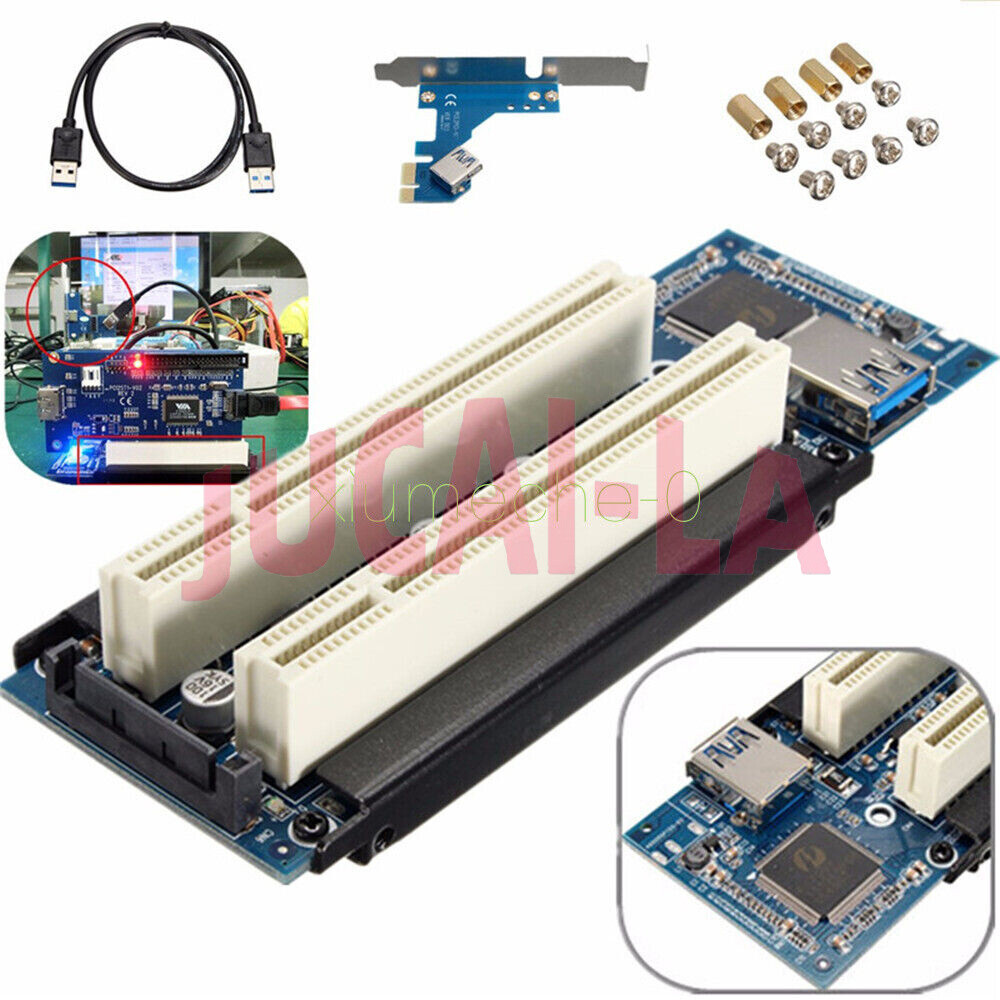 PCI-E Express X1 to Dual PCI Riser Extend Adapter Card With USB 3.0 Cable NEW