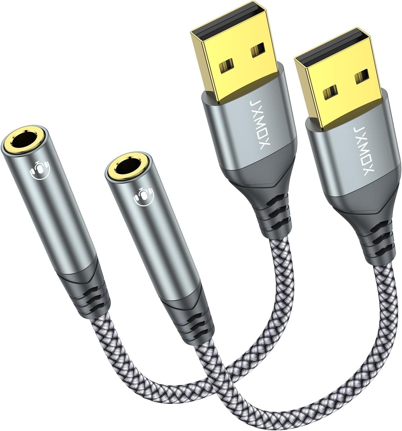 Jxmox USB to 3.5mm Audio Adapter (2-pack) - Usb-a to 3.5mm Trrs 4-pole Female Ex