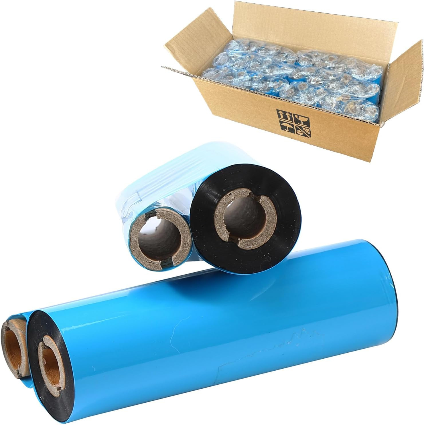 24 Rolls 4.33'' X 244' Premium Resin Enhanced Wax Ribbon, 110Mm X 74M Black Ther