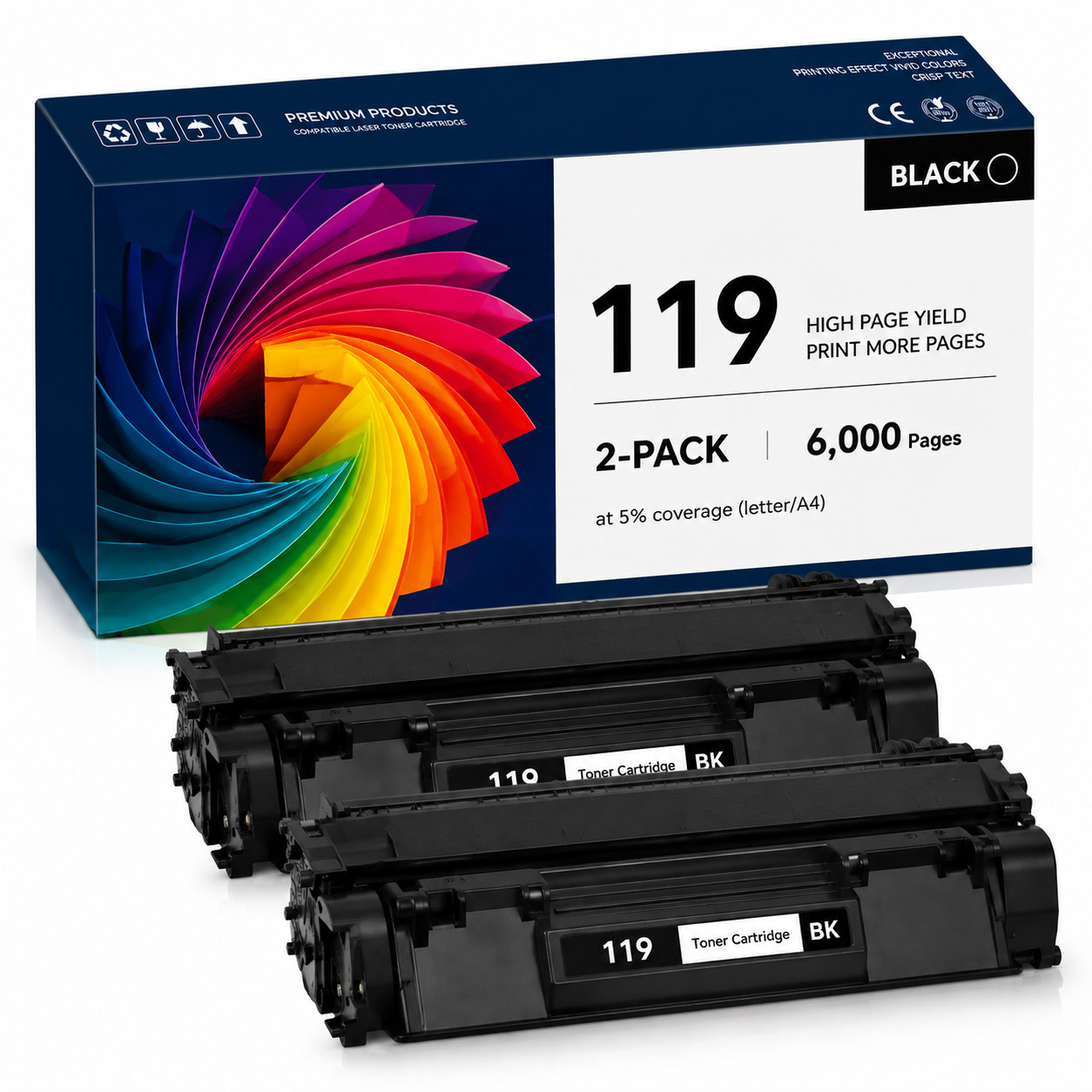 119 Toner Cartridges 2PK Black For Imageclass MF5940dn MF5980dw  LBP250