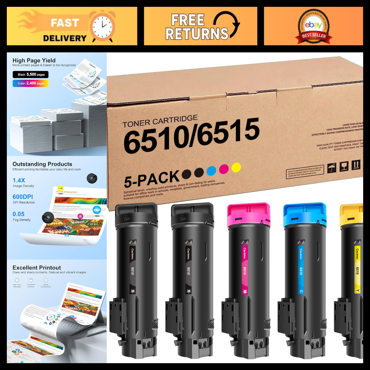 Toner Cartridge Replacement for Workcentre 6515 & Phaser 6510 - High Yield, Comp