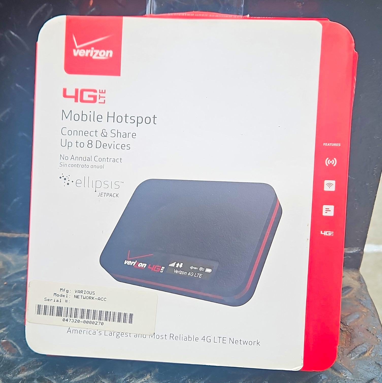 Verizon Ellipsis Jetpack 4G LTE Wi-Fi Hotspot Modem Black MHS700LPP