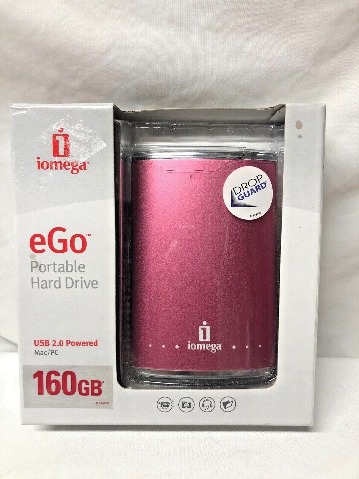 NEW Iomega 33984 USB 2.0 160GB eGo Rugged Portable Hard Drive Flamingo Pink 