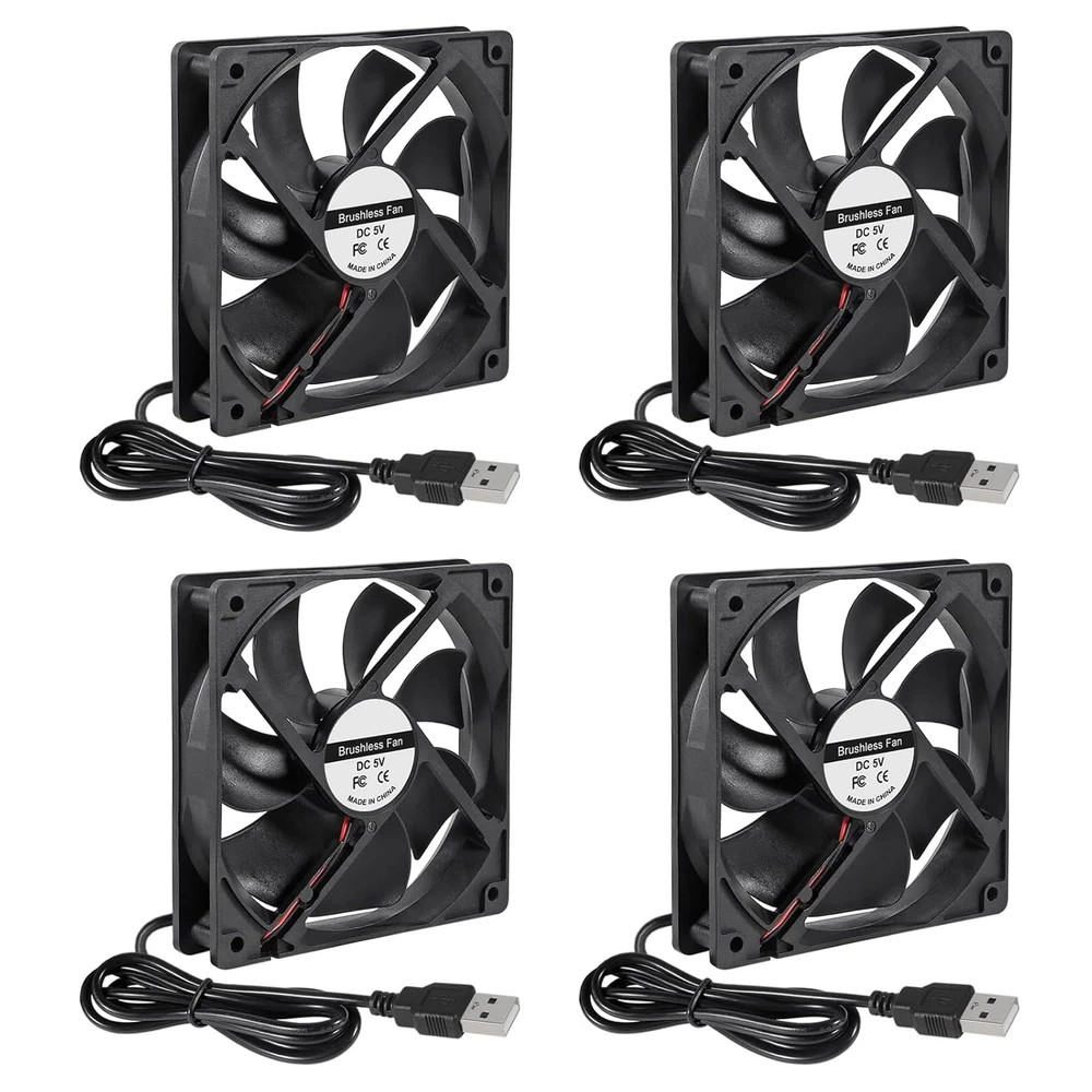 4Pcs 120mm USB Brushless Cooling Fan 5V DC Quiet Mini Computer Appliance Fan
