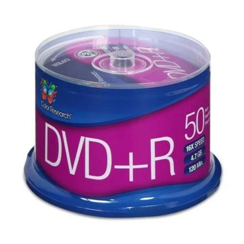 Color Research DVD+R 50 Pack 16X 120 Mins 4.7GB. New. Sealed.